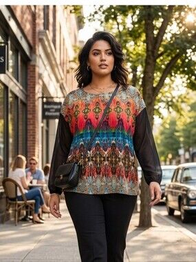 Fig and Flower Multicolor Bohemian Blouse.
